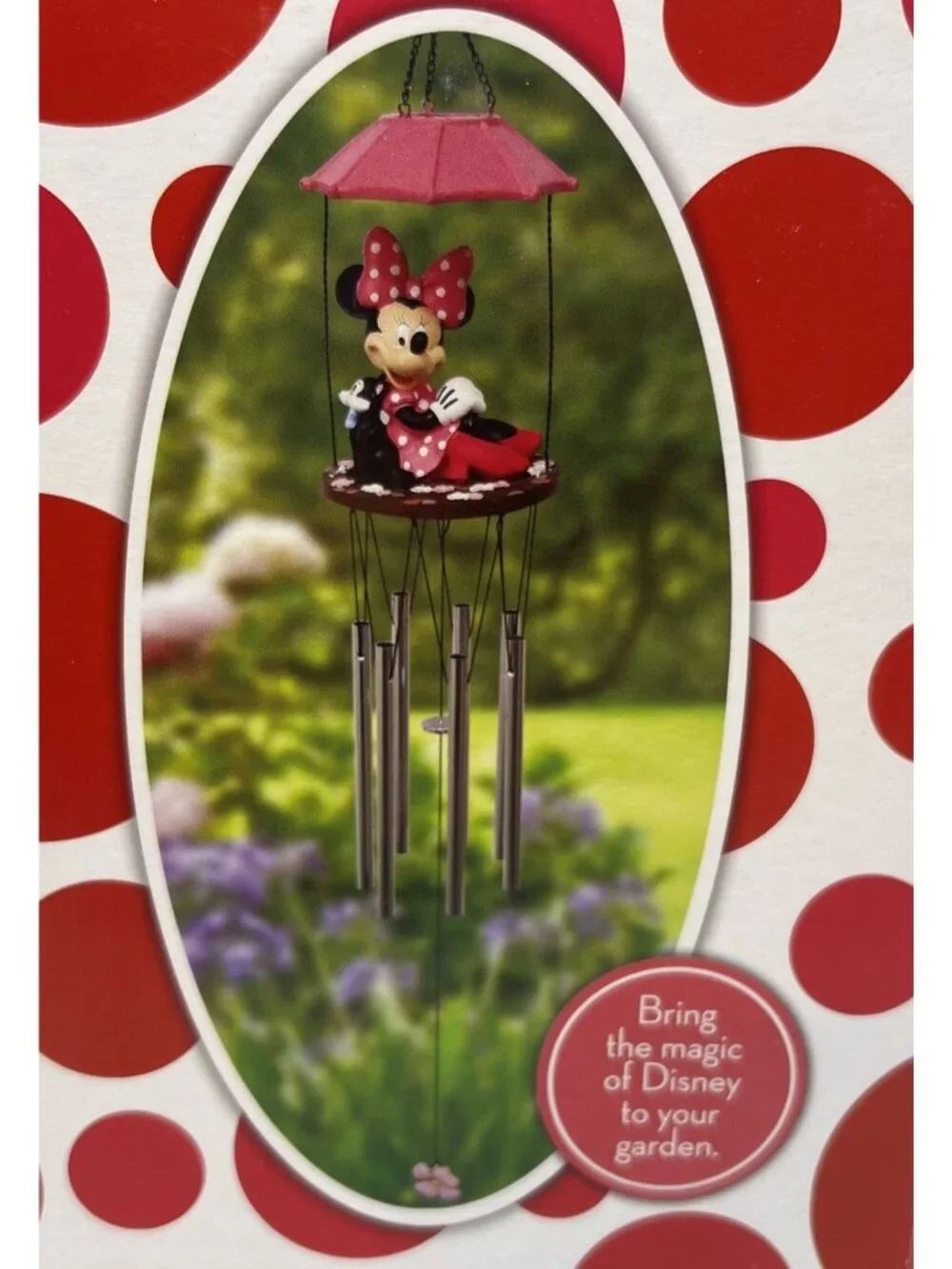 Disney Minnie Mouse 26” Umbrella LED Solar Windchime Lights at Night